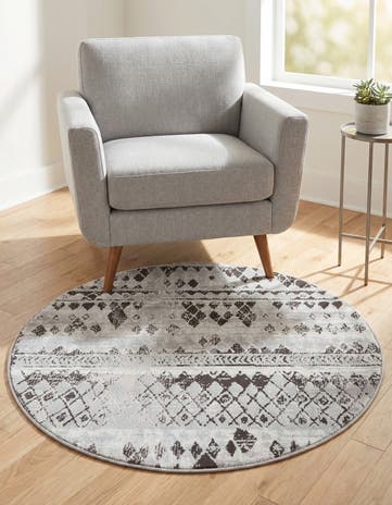 Gray Leipzig Round Rug