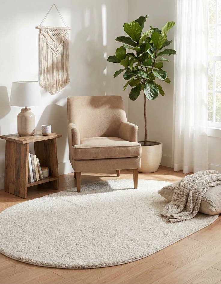 Detail image of 3' 3 x 5' 3 Solid Frieze Oval Rug