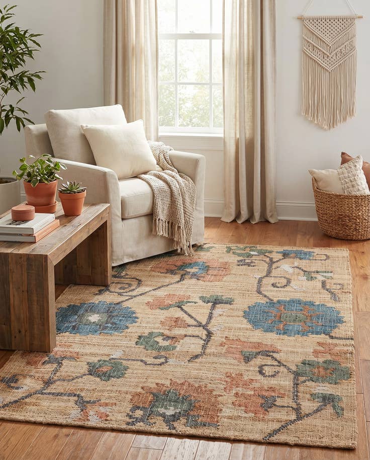 Detail image of 4' 1 x 6' 1 Hand Woven Kala Handwoven Jute Rug