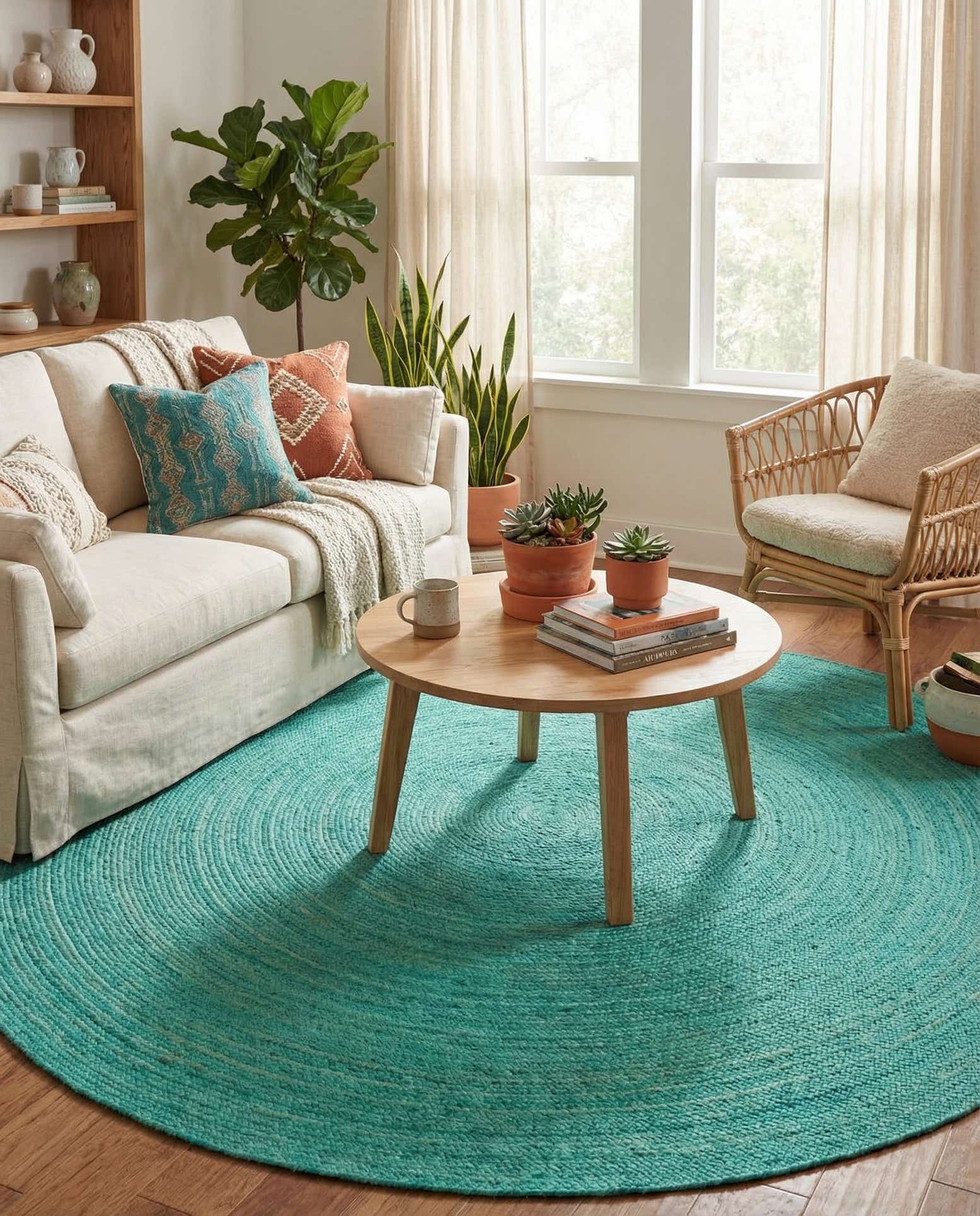 8' x 8' Handmade Braided Jute Round Rug