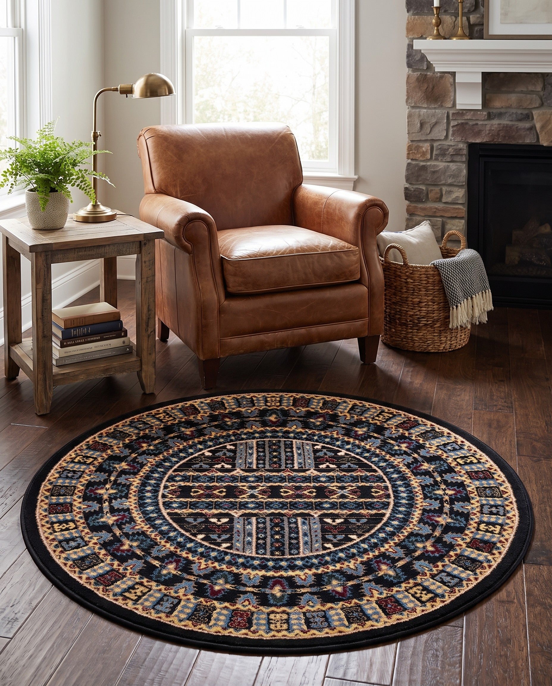 Black Bokhara Round Rug