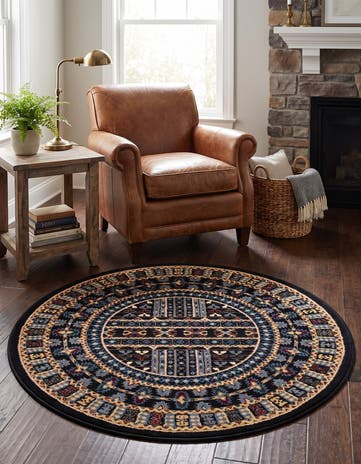 Black Bokhara Round Rug
