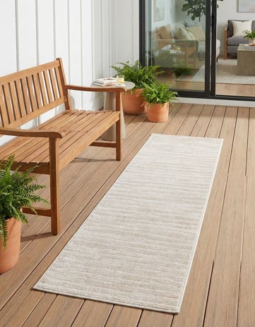 Beige Easy-Clean Sabrina Soto Ola Indoor / Outdoor Runner Rug