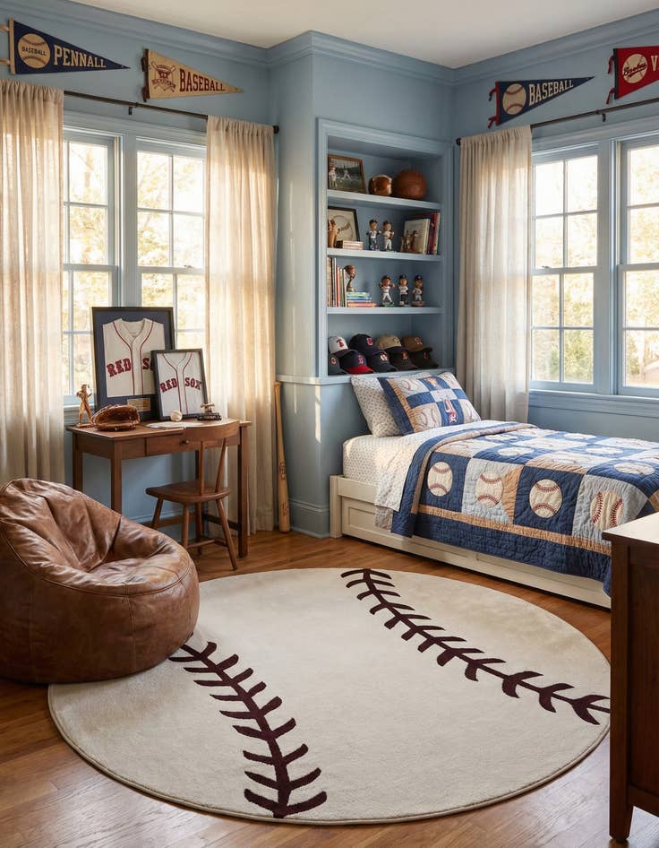 Detail image of 7' 10 x 7' 10 Sports Washable Round Rug