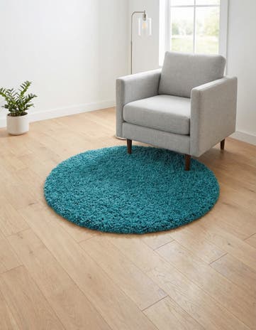 3' x 3' Solid Shag Round Rug