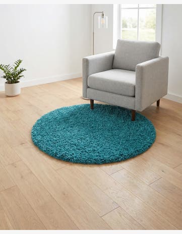3' x 3' Solid Shag Round Rug