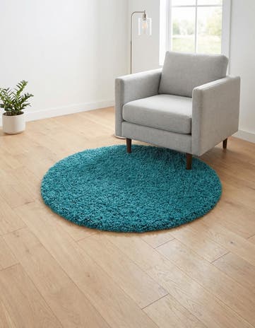 3' x 3' Solid Shag Round Rug