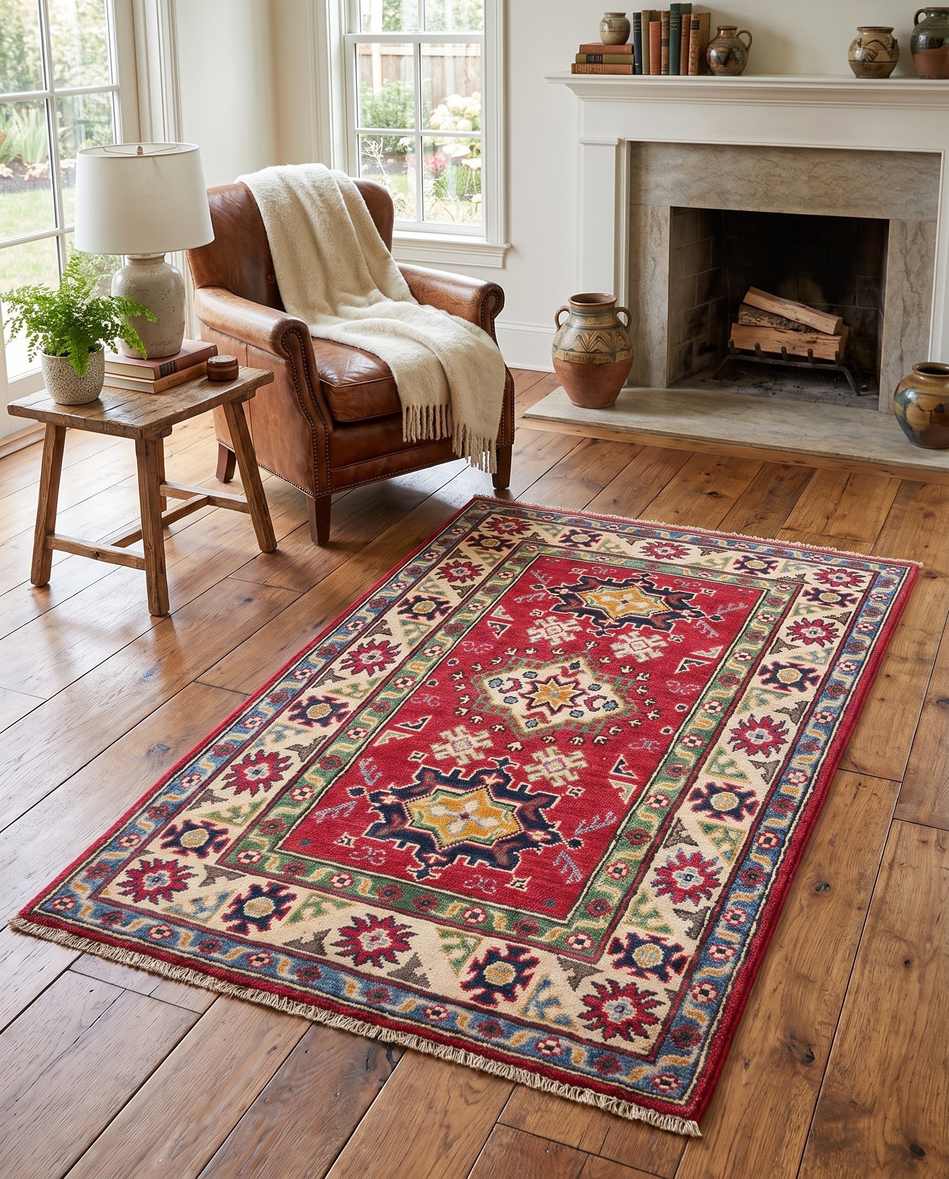 2' 7 x 4' Hand Knotted Kazak Rug