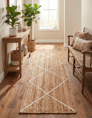 White Handmade Braided Jute Runner Rug