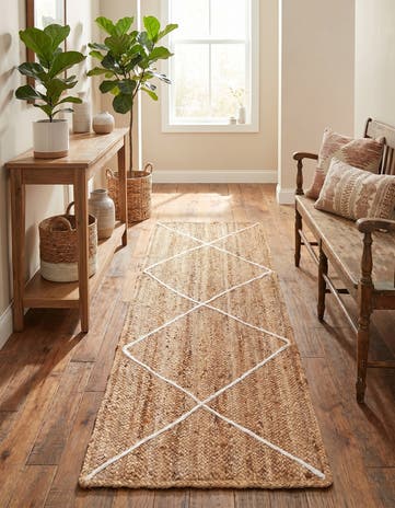 White Handmade Braided Jute Runner Rug