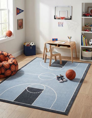 Blue Sports Washable Rug