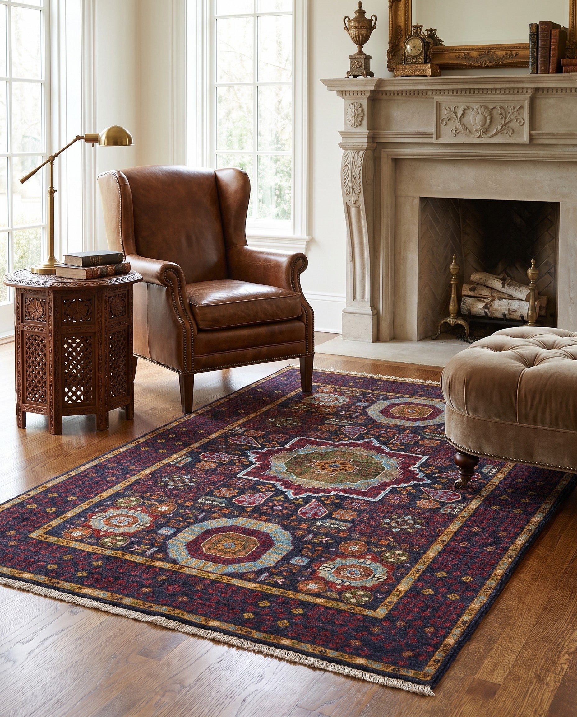 3' 5 x 4' 10 Hand Knotted Mamluk Ziegler Rug