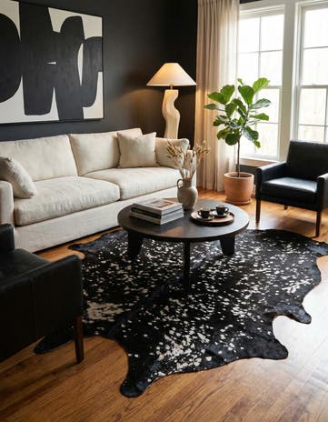 6' 3 x 7' 3 Cowhide Leather Rug