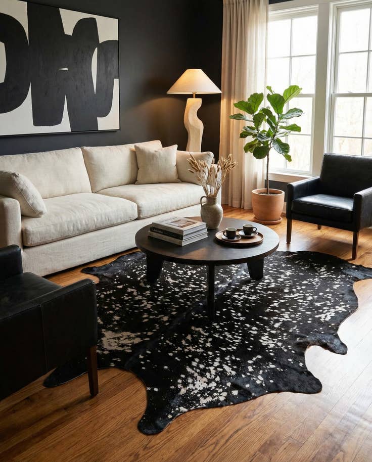 Detail image of 6' 3 x 7' 3 Cowhide Leather Rug