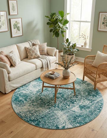 Turquoise Monte Carlo Round Rug