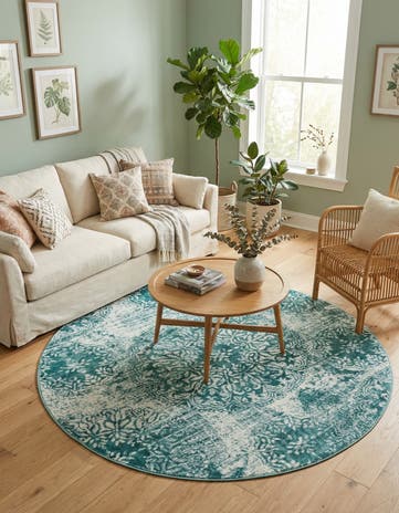 Turquoise Monte Carlo Round Rug