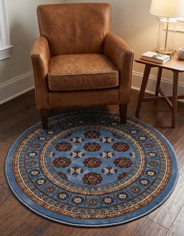 Blue Bokhara Round Rug