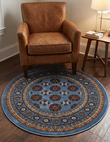 Blue Bokhara Round Rug