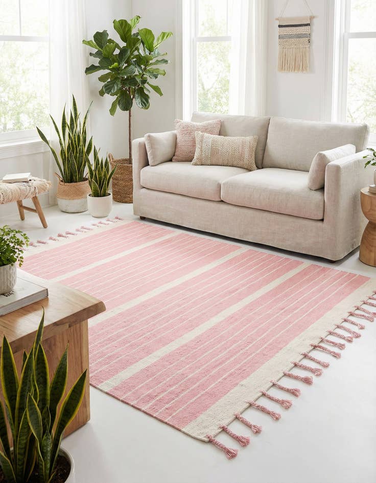 Detail image of 7' 1 x 7' 1  Hand Woven Chindi Cotton Square Rug