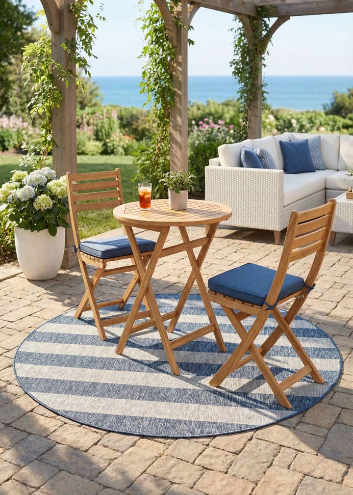 6' x 6' Easy-Clean Ribbon Indoor / Outdoor Round Rug