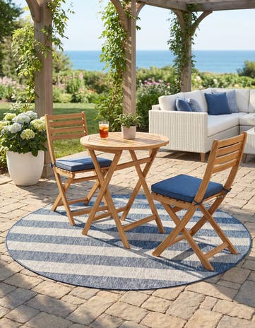 6' x 6' Easy-Clean Ribbon Indoor / Outdoor Round Rug