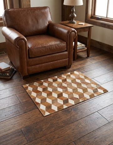 2' x 3' Cowhide Leather Rug