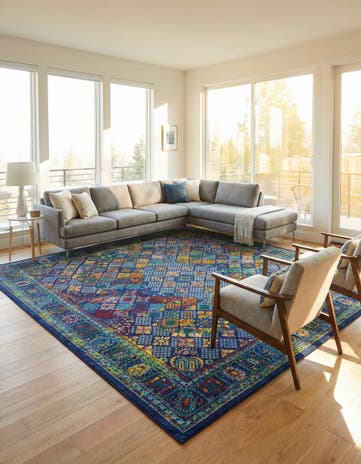 Navy Blue Calypso Square Rug
