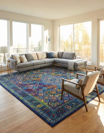Navy Blue Calypso Square Rug