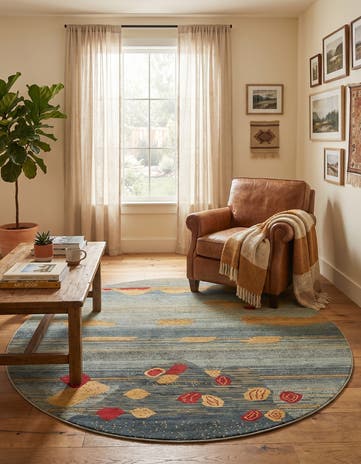 Dark Blue Kashkuli Gabbeh Round Rug