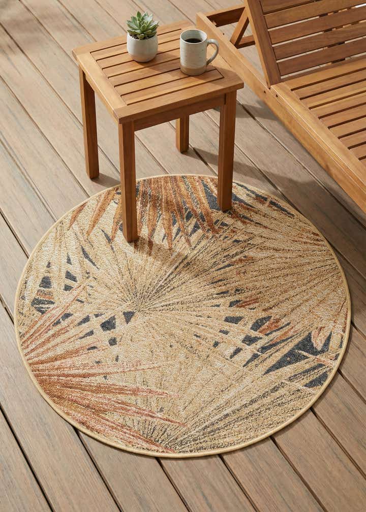 3' x 3' Easy-Clean Botanical Indoor / Outdoor Round Rug