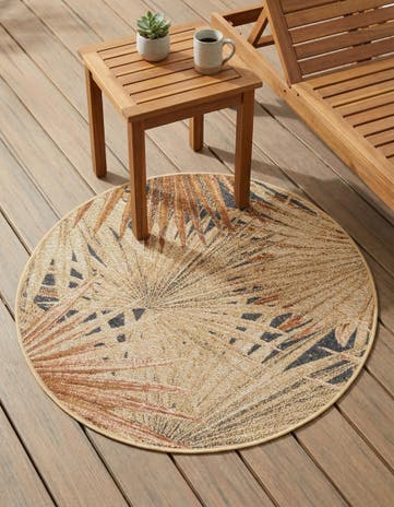3' x 3' Easy-Clean Botanical Indoor / Outdoor Round Rug