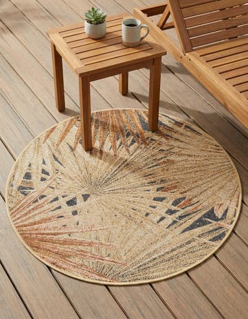 3' x 3' Easy-Clean Botanical Indoor / Outdoor Round Rug