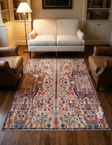 4' 7 x 6' Hand Knotted Ultra Vintage Persian Wool Rug