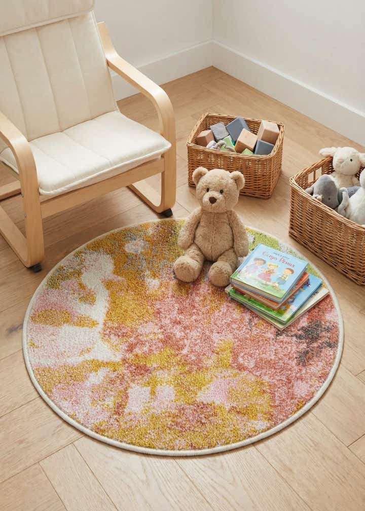 2' 2 x 2' 2 Abstract Whimsy Kids Round Rug