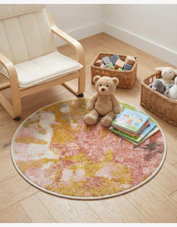 2' 2 x 2' 2 Abstract Whimsy Kids Round Rug