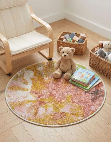 2' 2 x 2' 2 Abstract Whimsy Kids Round Rug