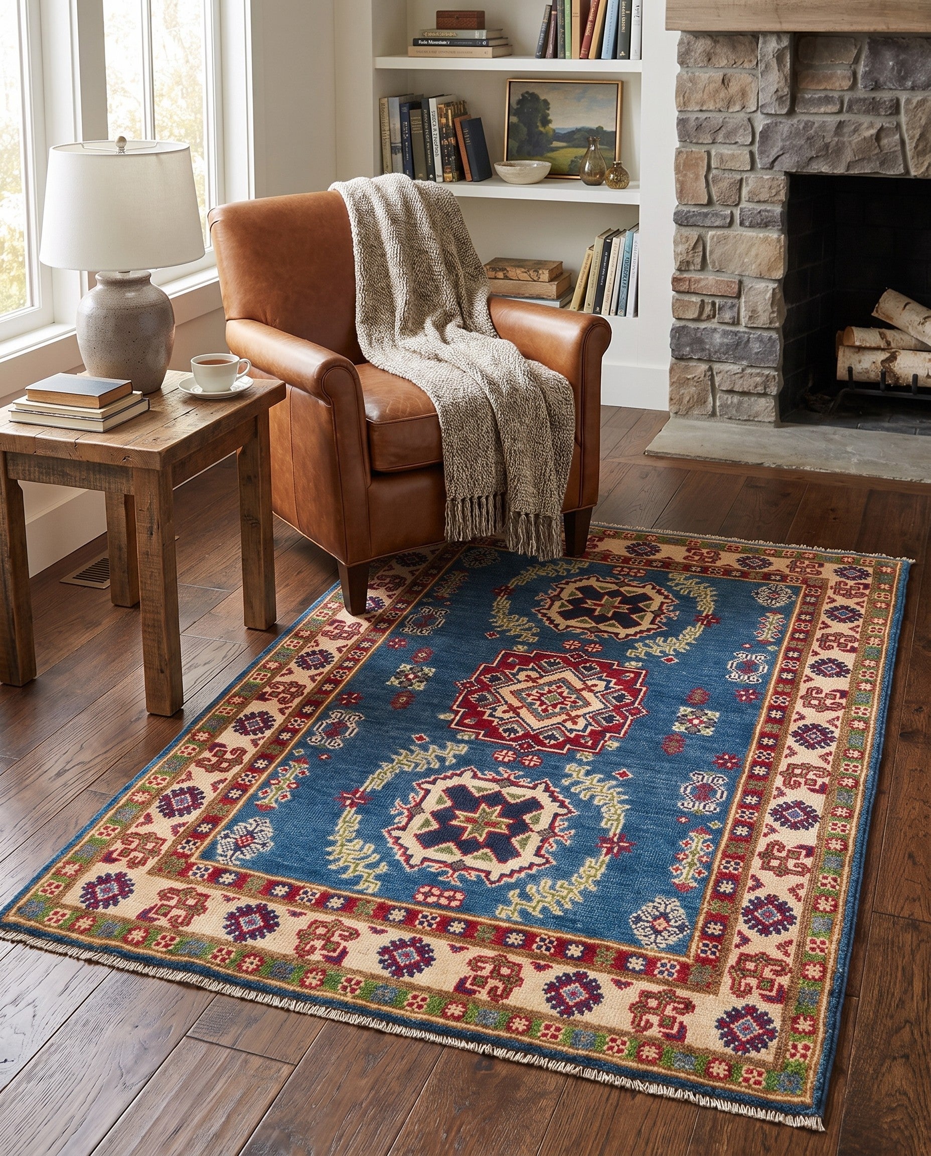 90cm x 125cm Hand Knotted Kazak Rug