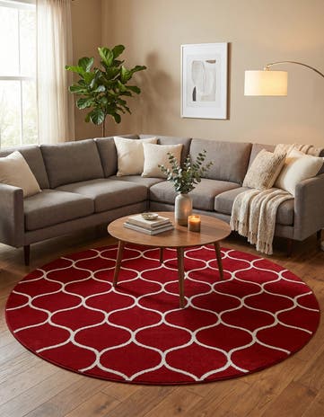 7' 10 x 7' 10 Trellis Frieze Round Rug
