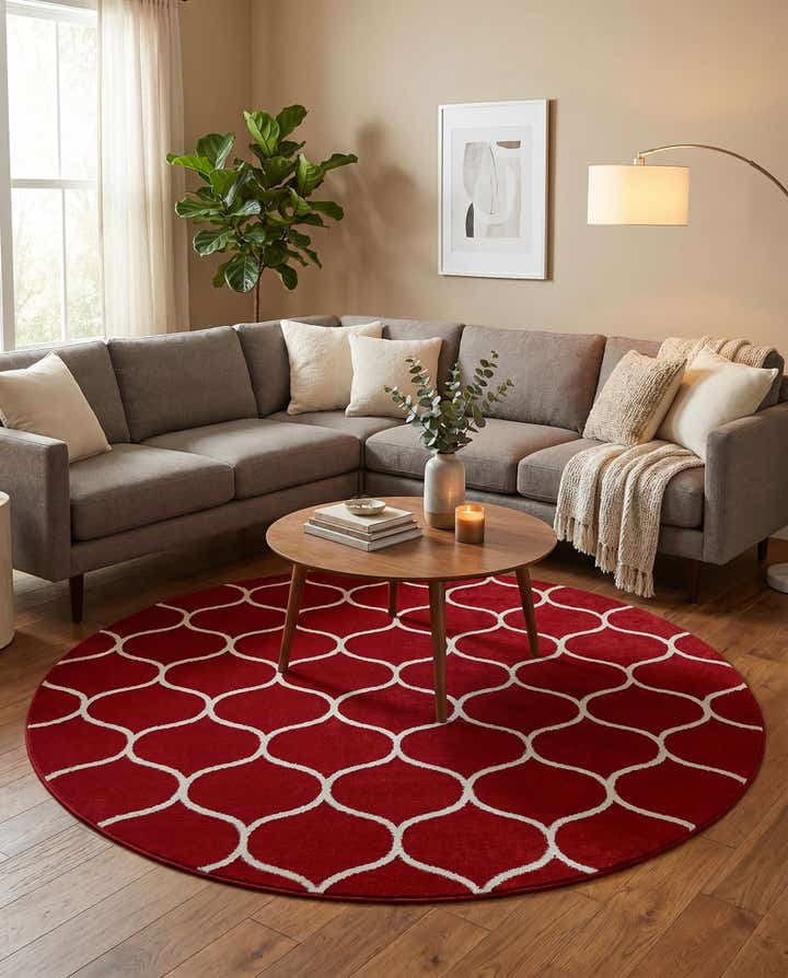 7' 10 x 7' 10 Trellis Frieze Round Rug