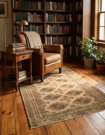 3' 4 x 4' 6 Hand Knotted Ultra Vintage Persian Wool Rug