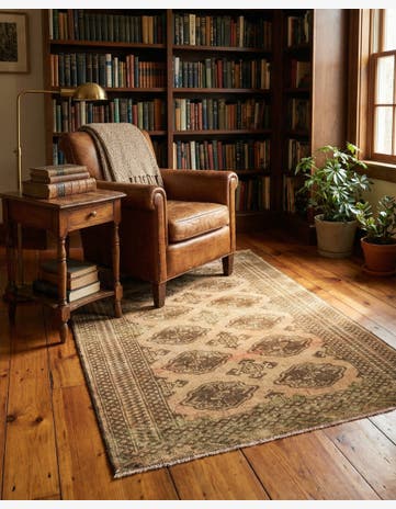 3' 4 x 4' 6 Hand Knotted Ultra Vintage Persian Wool Rug