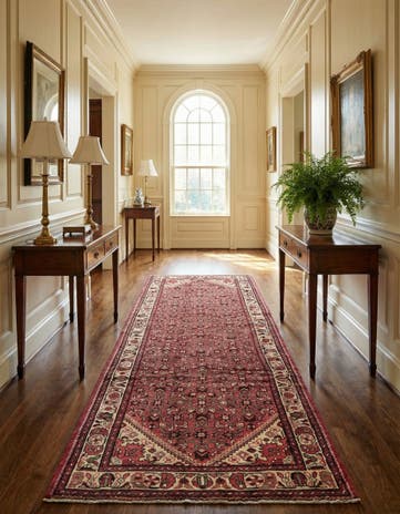 3' 10 x 10' 6 Hand Knotted Hossainabad Persian Wool Runner Rug