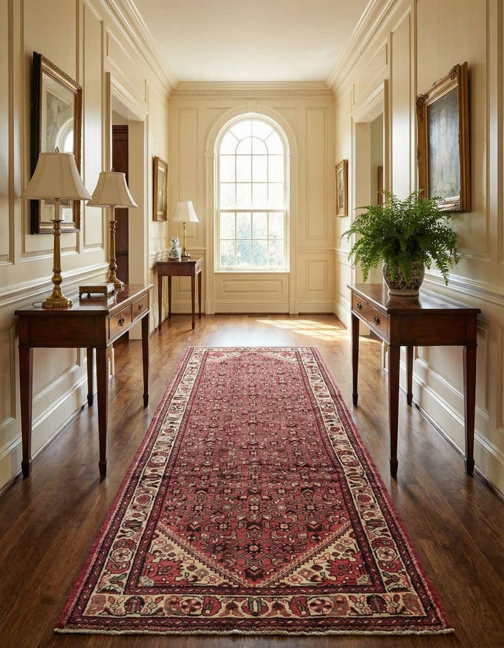 Detail image of 3' 10 x 10' 6 Hand Knotted Hossainabad Persian Wool Runner Rug