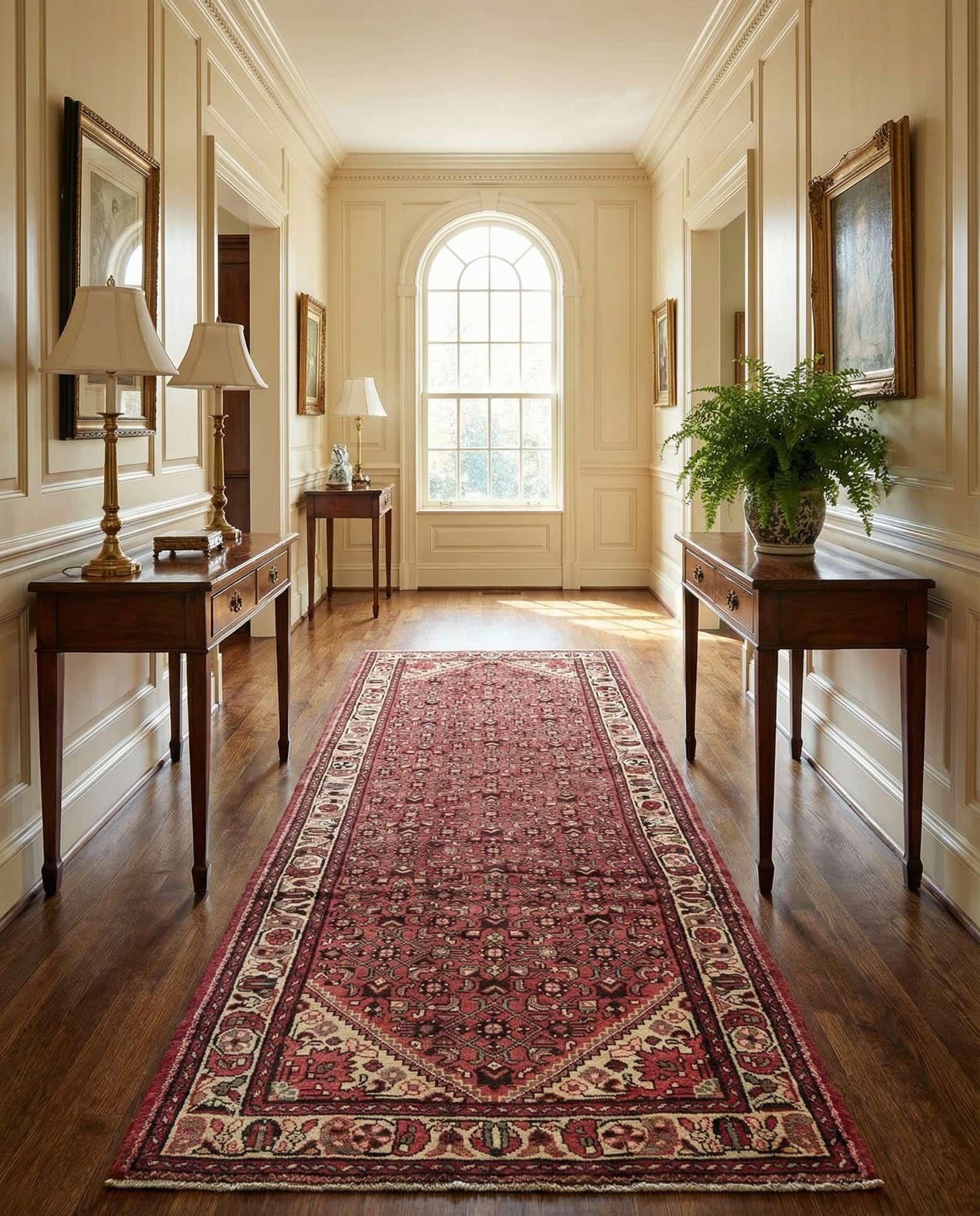 3' 10 x 10' 6 Hand Knotted Hossainabad Persian Wool Runner Rug