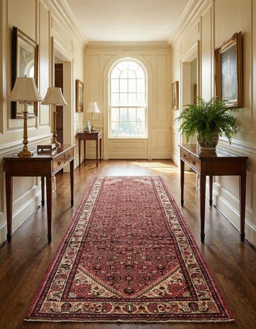 3' 10 x 10' 6 Hand Knotted Hossainabad Persian Wool Runner Rug