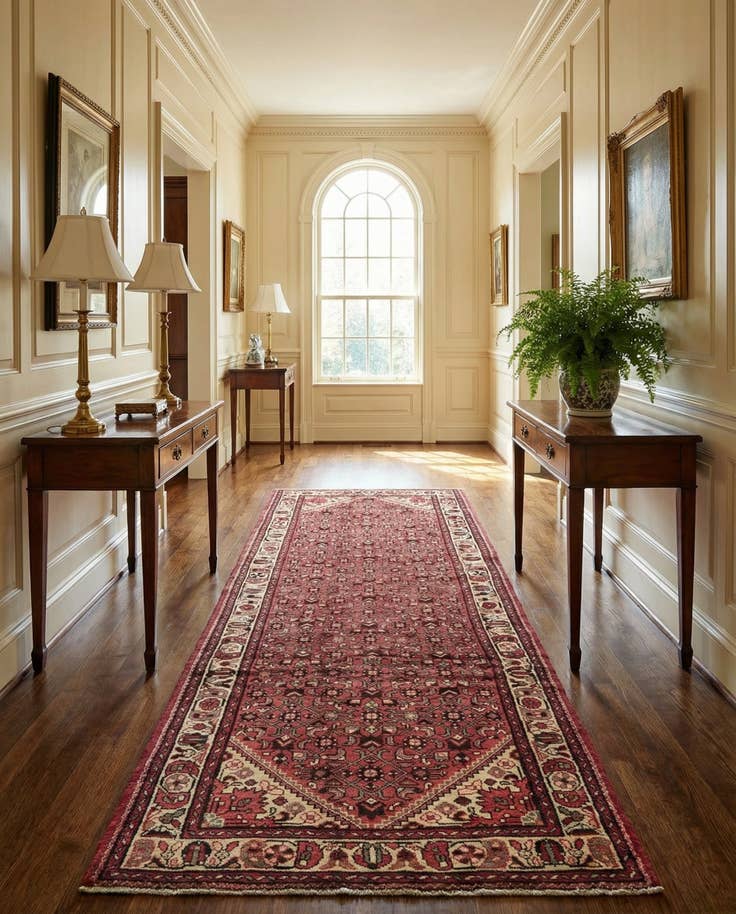 Detail image of 3' 10 x 10' 6 Hand Knotted Hossainabad Persian Wool Runner Rug