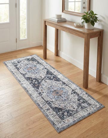 Linen Charcoal Washable Yara Runner Rug
