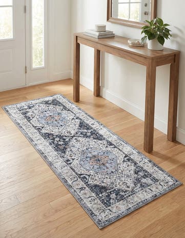 Linen Charcoal Washable Yara Runner Rug