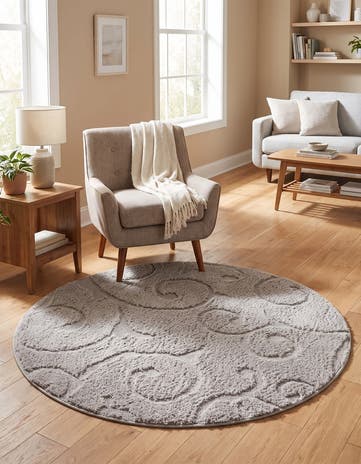 4' x 4' Botanical Shag Round Rug
