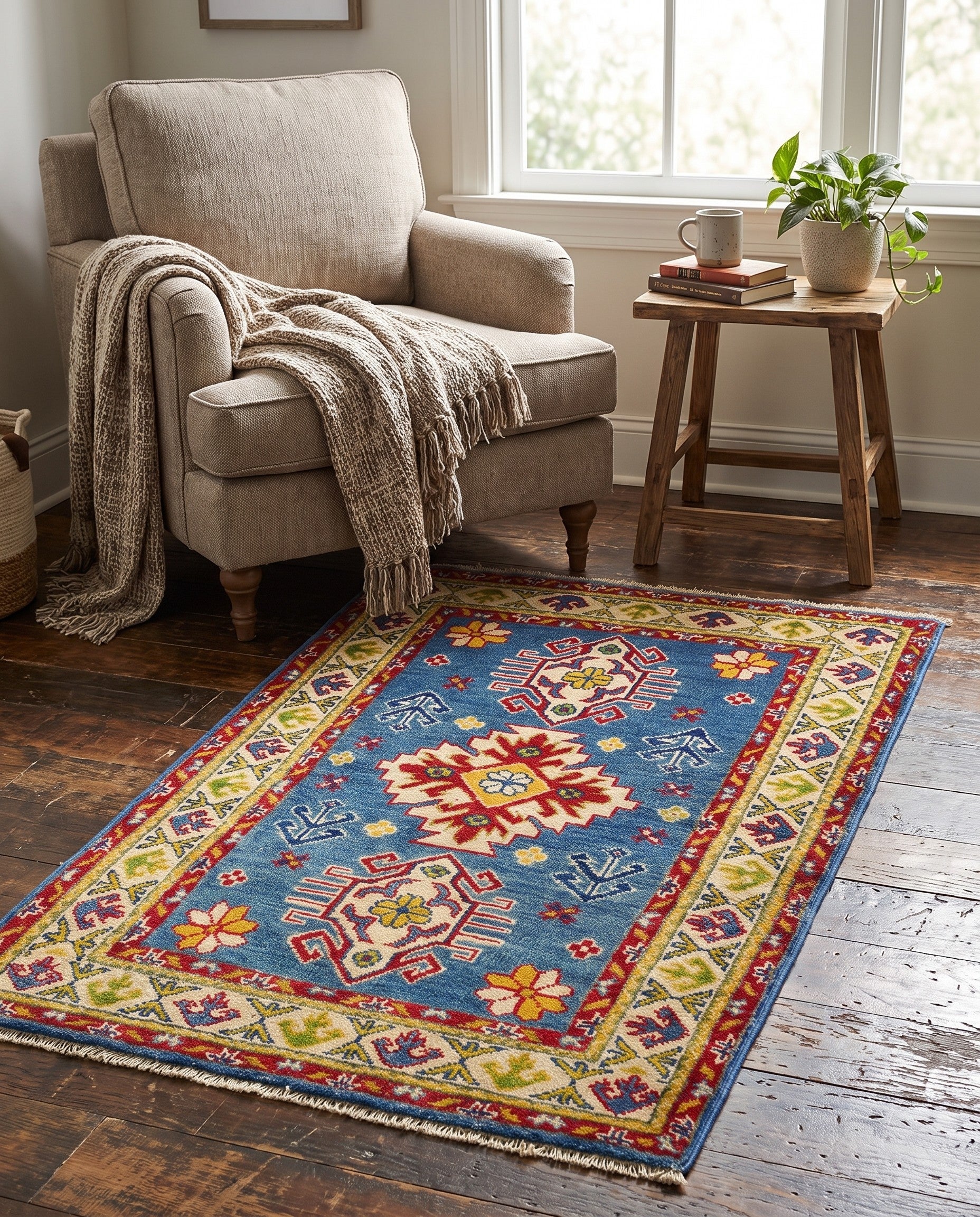 2' 8 x 4' 4 Hand Knotted Kazak Rug